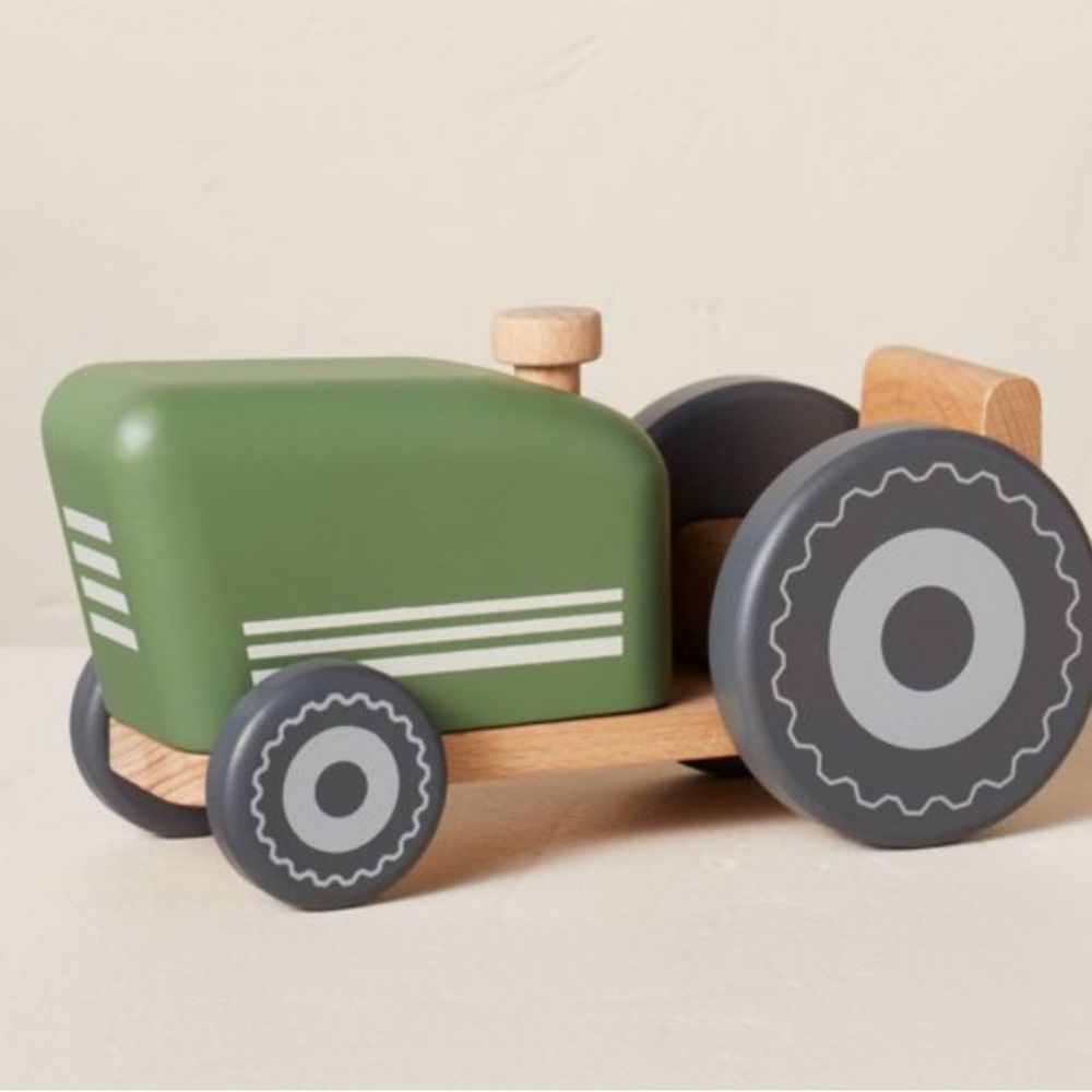 Hearth & Hand Green and Natural Wooden Tractor